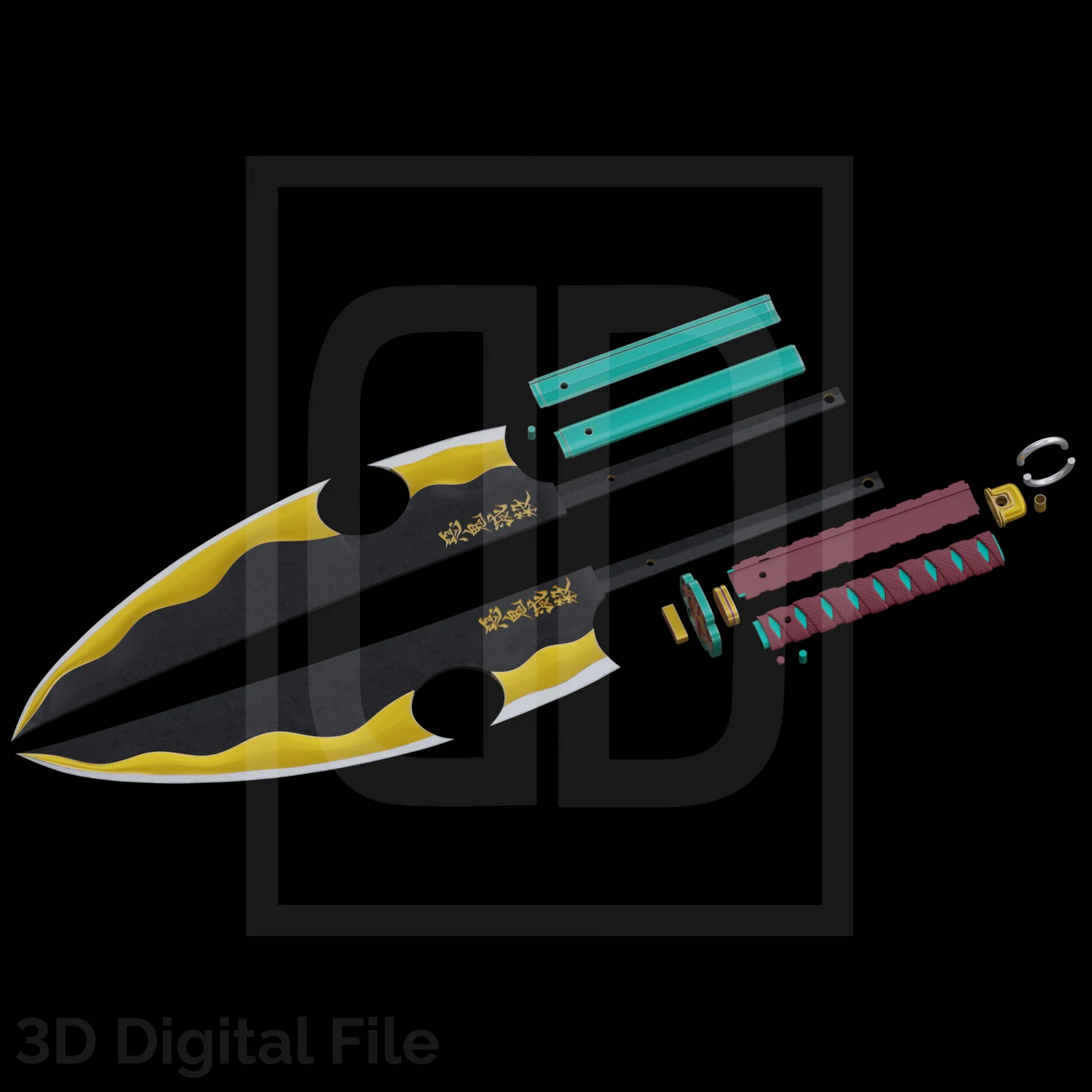Flamboyant Hunter of Demons Katana 3D Model - Image 2