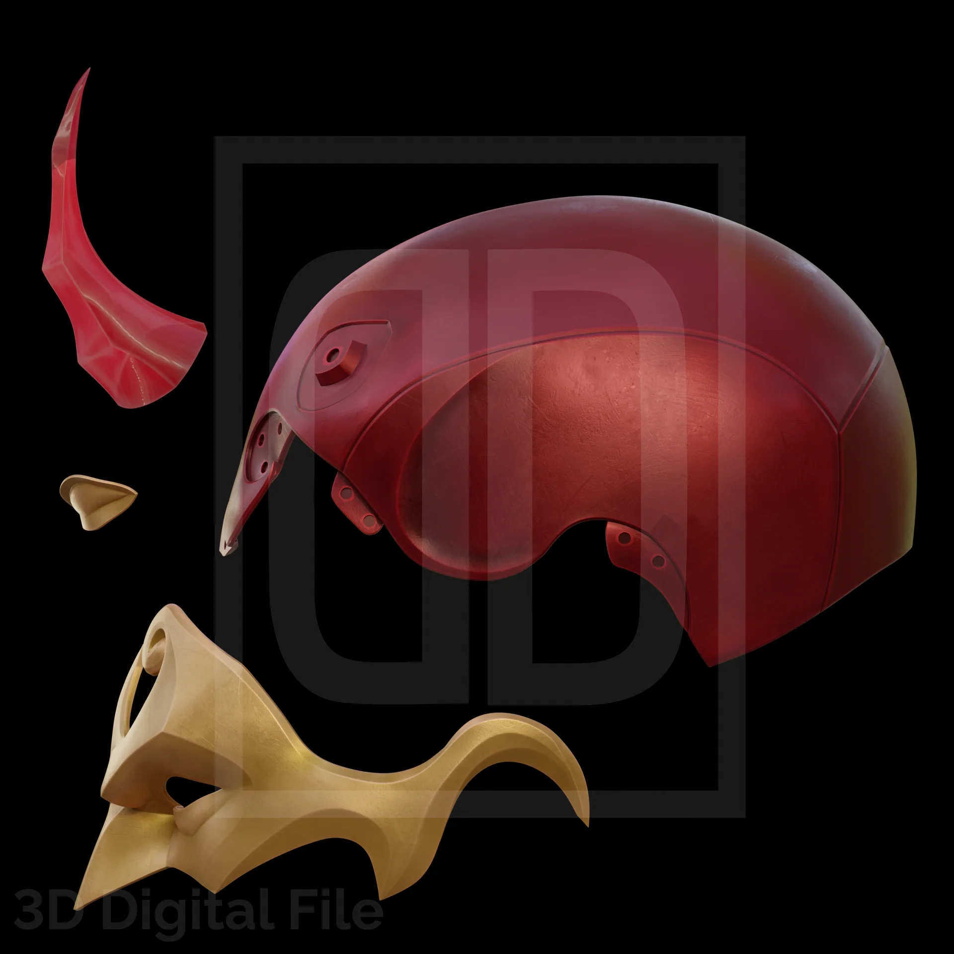 Devil Lawyer Flames Mask - MR Game 3D Model - Image 2