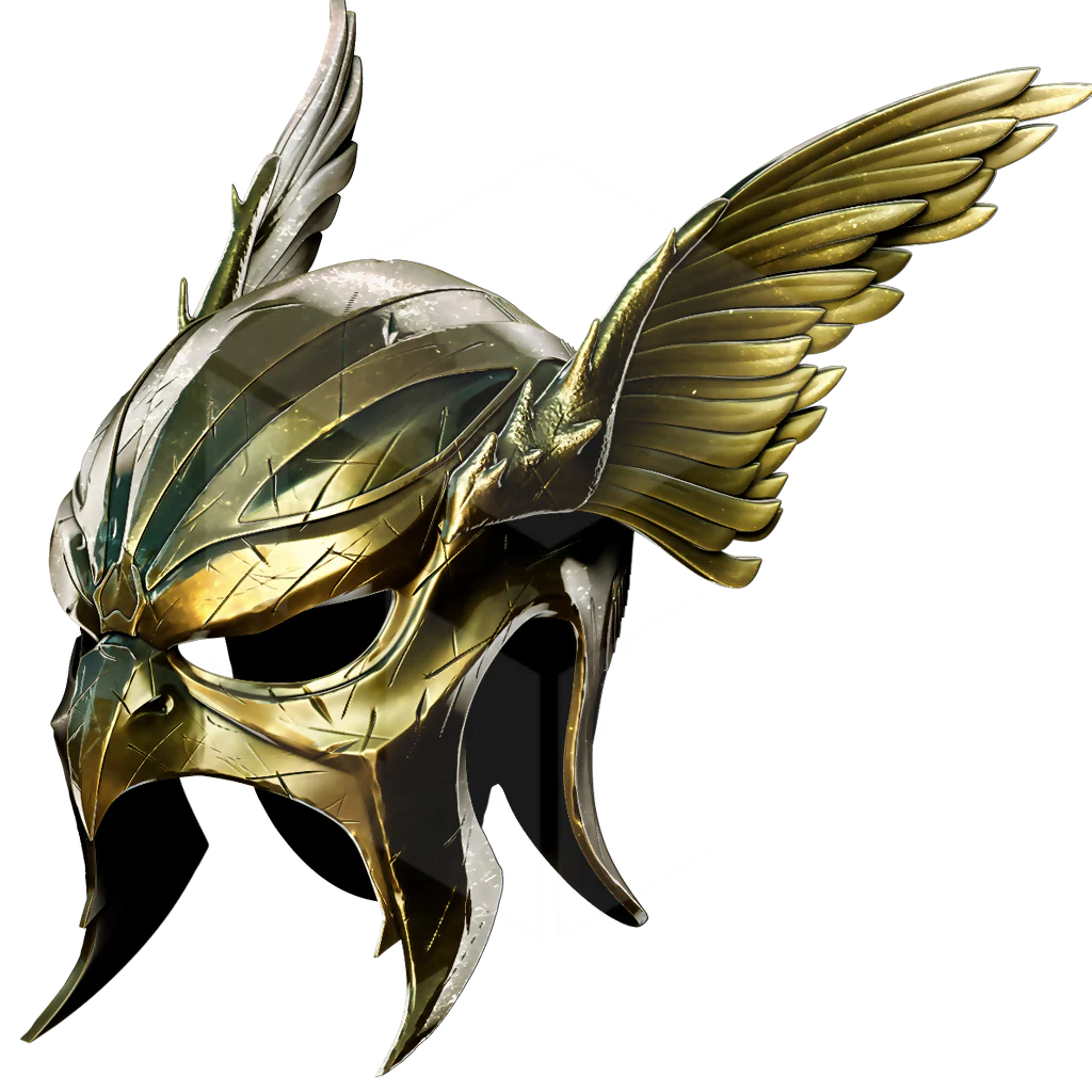 Golden helmet with wings